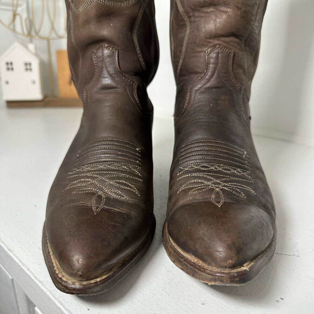 Vintage Dan Post Cowboy Boots Brown Leather Western Boot Mens 8D Wmn 9.5 Classic - Picture 4 of 10